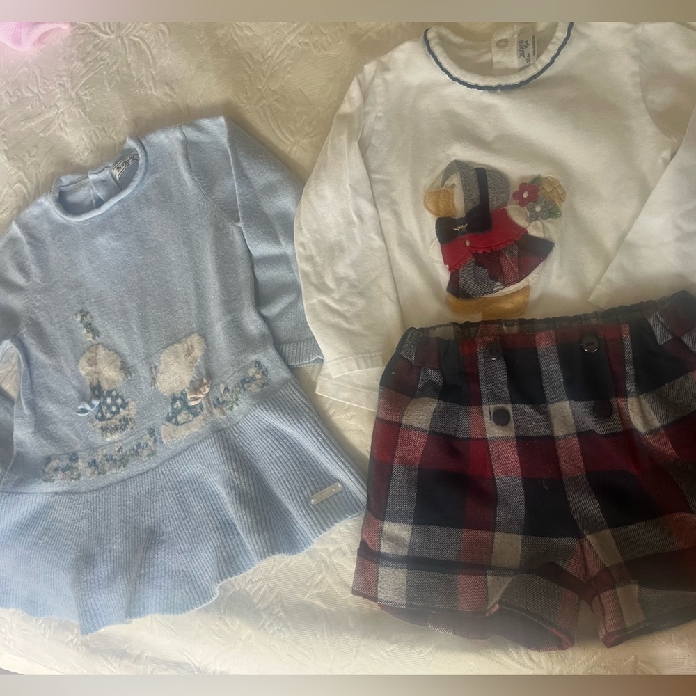 Dress and set (long sleeve top and shorts) 24 months
